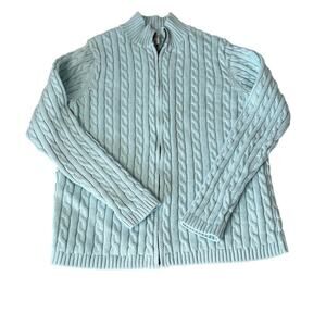 EUC L.L. Bean 100% Cotton Mint Fisherman Sweater Women's XL